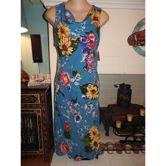 VINTAGE 90's NINETIES FLORAL BOUTIQUE MIDI DRESS NEVER WORN S - Picture 1 of 3